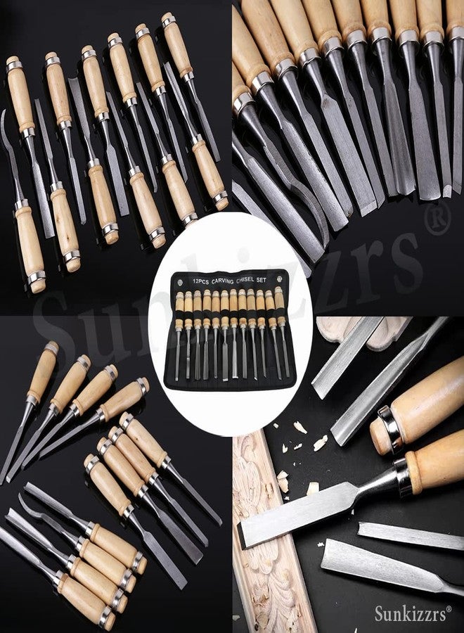 Sunkizzrs® 12Pcs Wood Carving Chisel Set - Chisel Set for Woodworking - Wood Carving Professional Tools Set - Woodworking Tools with Carrying Case - Great for Beginners & Pros - Image 5